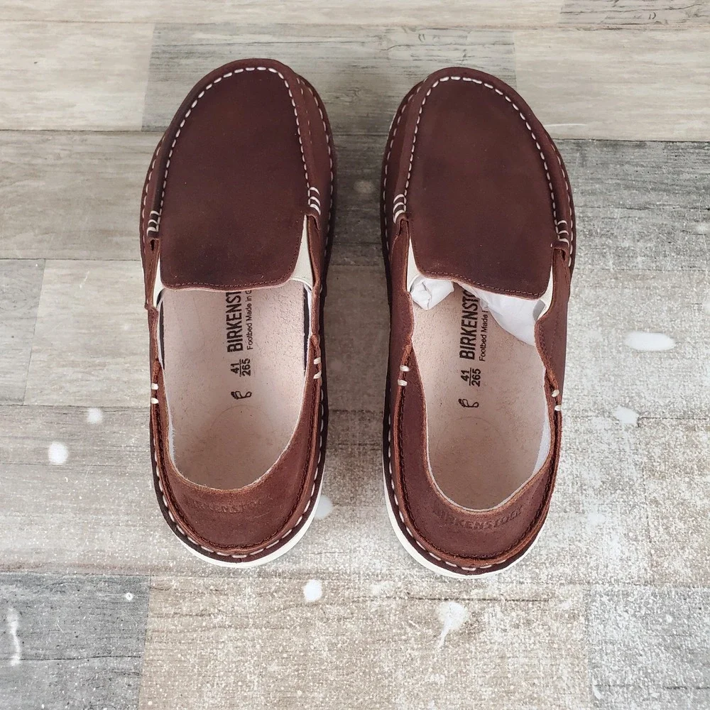 Birkenstock Duma Mens Moccasins Shoes Sz 7.5 Mid Brown Slip On Round Toe Loafers